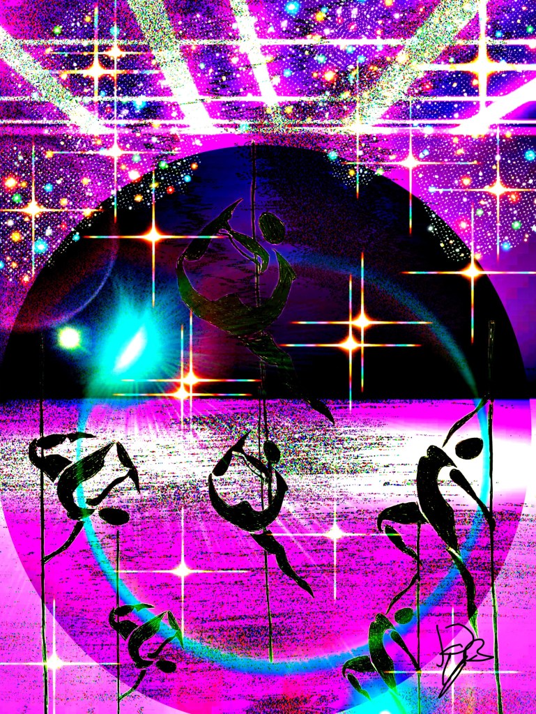 ADB 151 Sotto i riflettori disegno a grafite sovrapposti e digital art 2023
