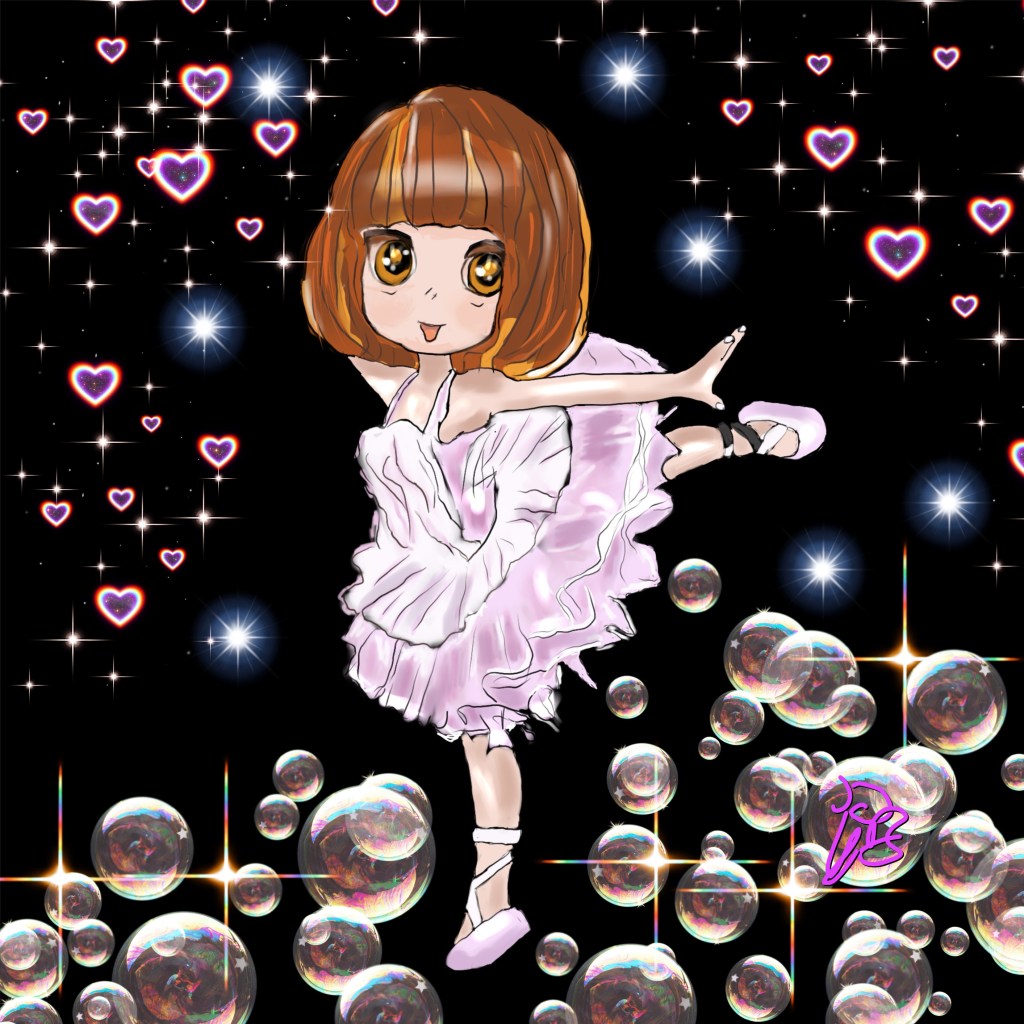 ADB 162 Baby ballerina disegno digitale manga su tela 30x30x3,8 2024